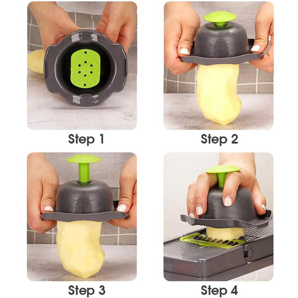 Step-by-step process of using a vegetable peeler on a potato.